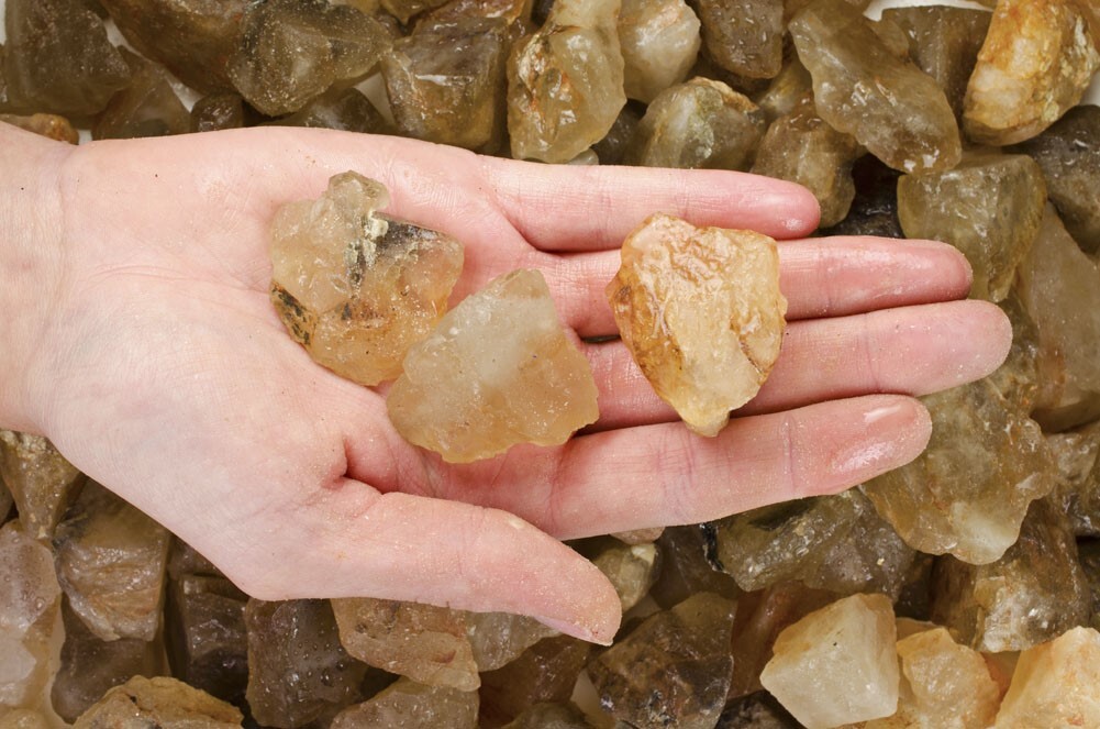 1/4 lb Golden Citrine Rough Stones – Natural Crystal Mineral Rock Tumbling