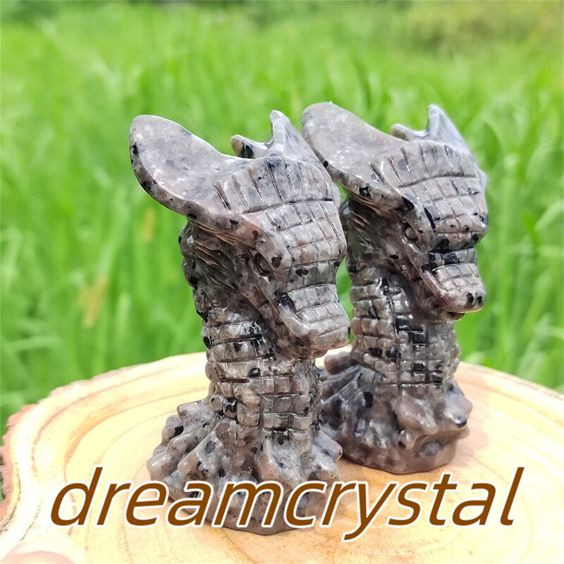 3″ Natural Yooperlite Dragon Skull Carved Quartz Crystal Reiki Energy Skull 1pc
