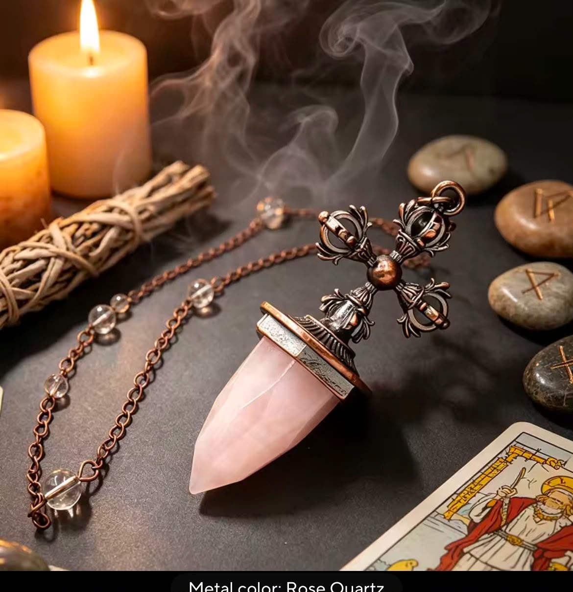 1pc Natural Crystal Pendulum Divination Reiki Spiritual Multi Stones Quartz