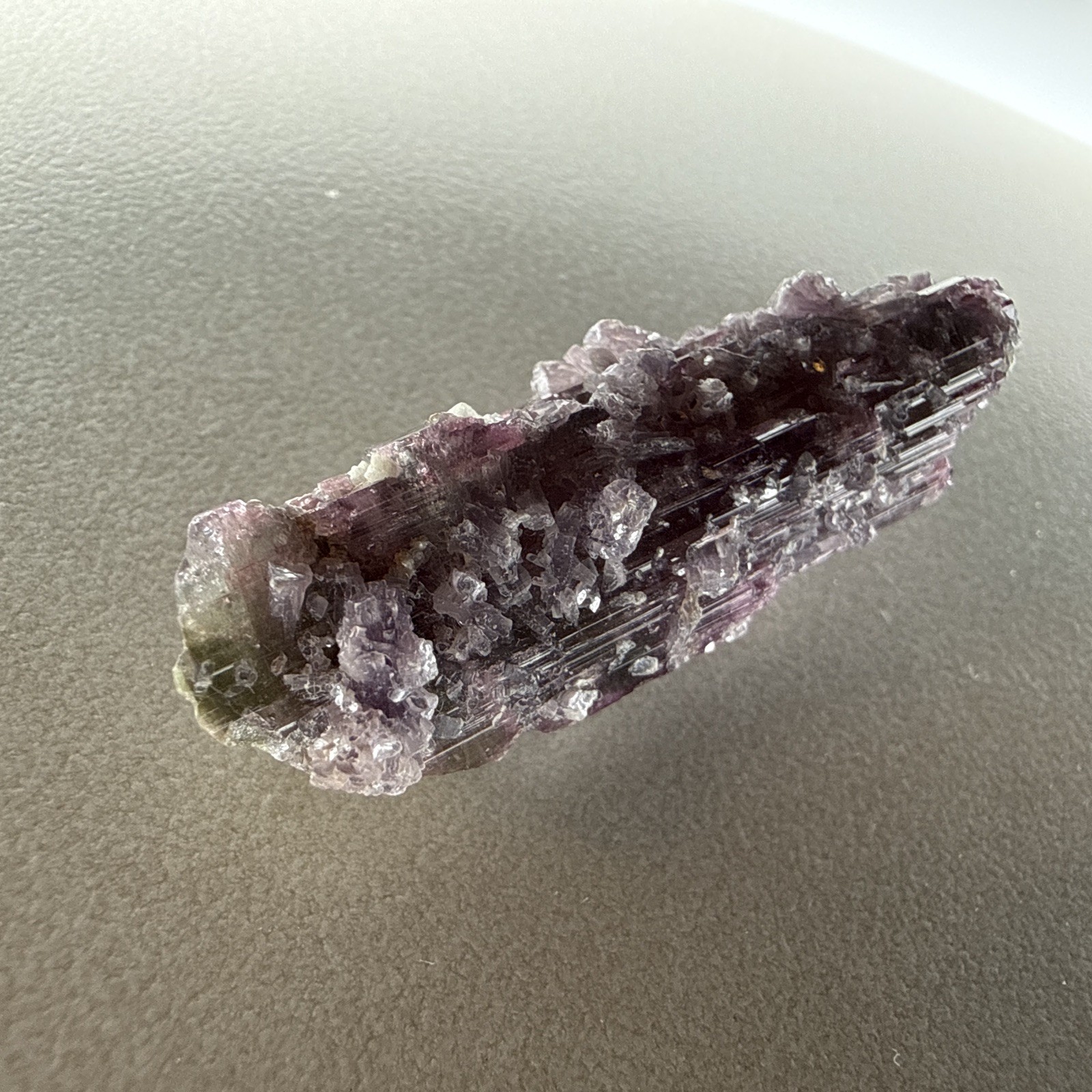 Purple Tourmaline w Lilac Lepidolite, Minas Gerais, Brazil, 12.5gr (Pseudomorph?