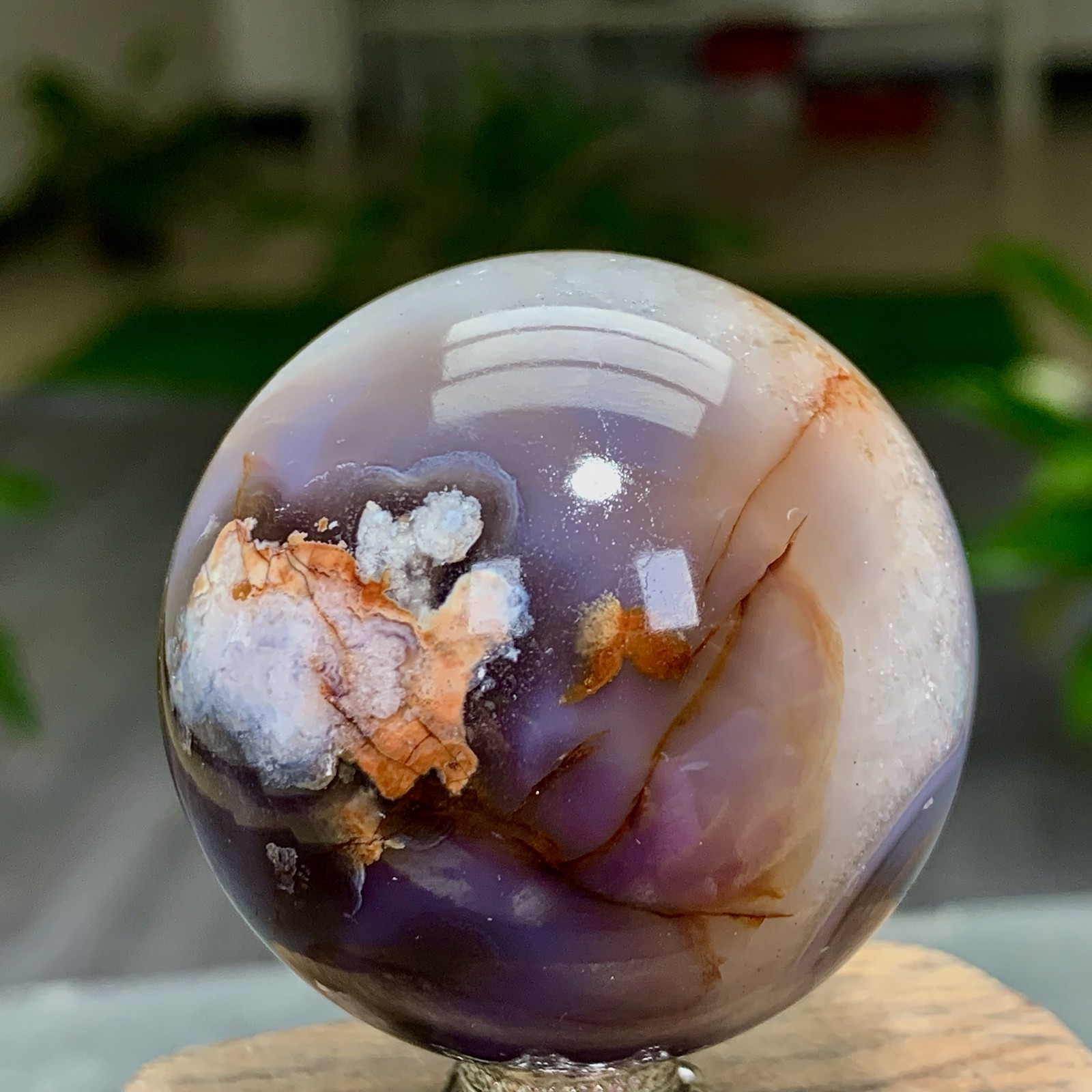106G Natural blue cherry blossom agate Sphere Crystal Ball Healing