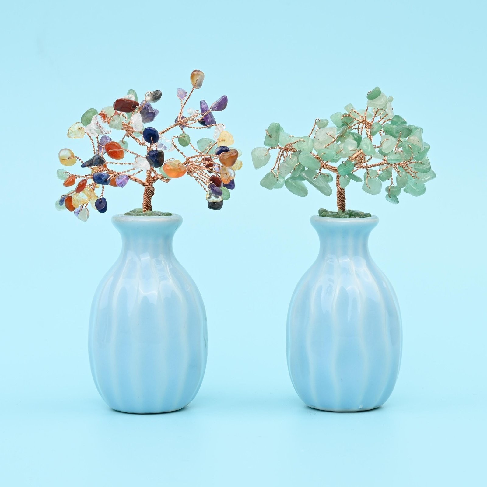 5 Inch Small Blue Flower Vase Gemstone Tree