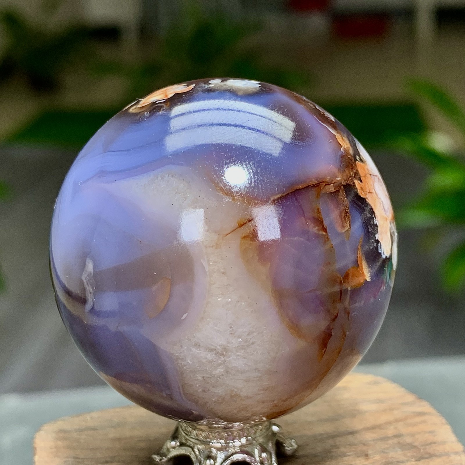 106G Natural blue cherry blossom agate Sphere Crystal Ball Healing
