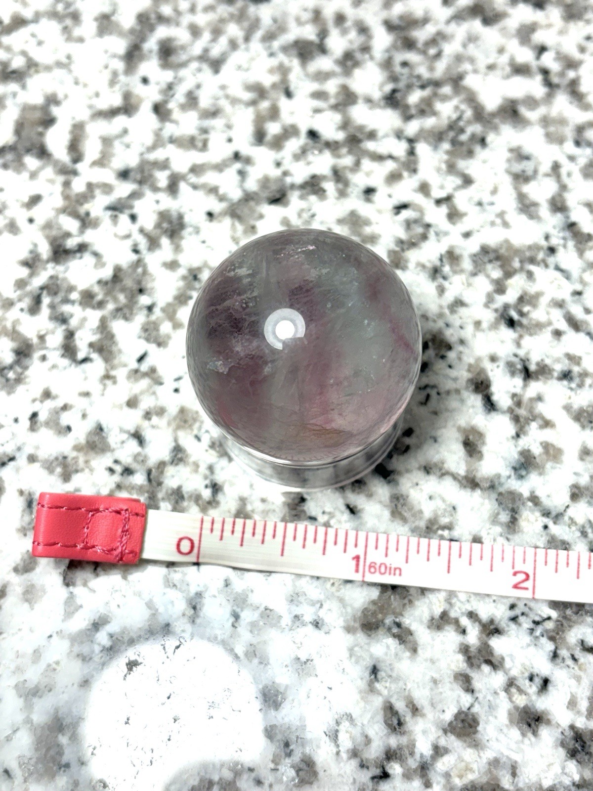 Green And Purple Banded Fluorite Sphere With Beautiful Rainbow Flash
