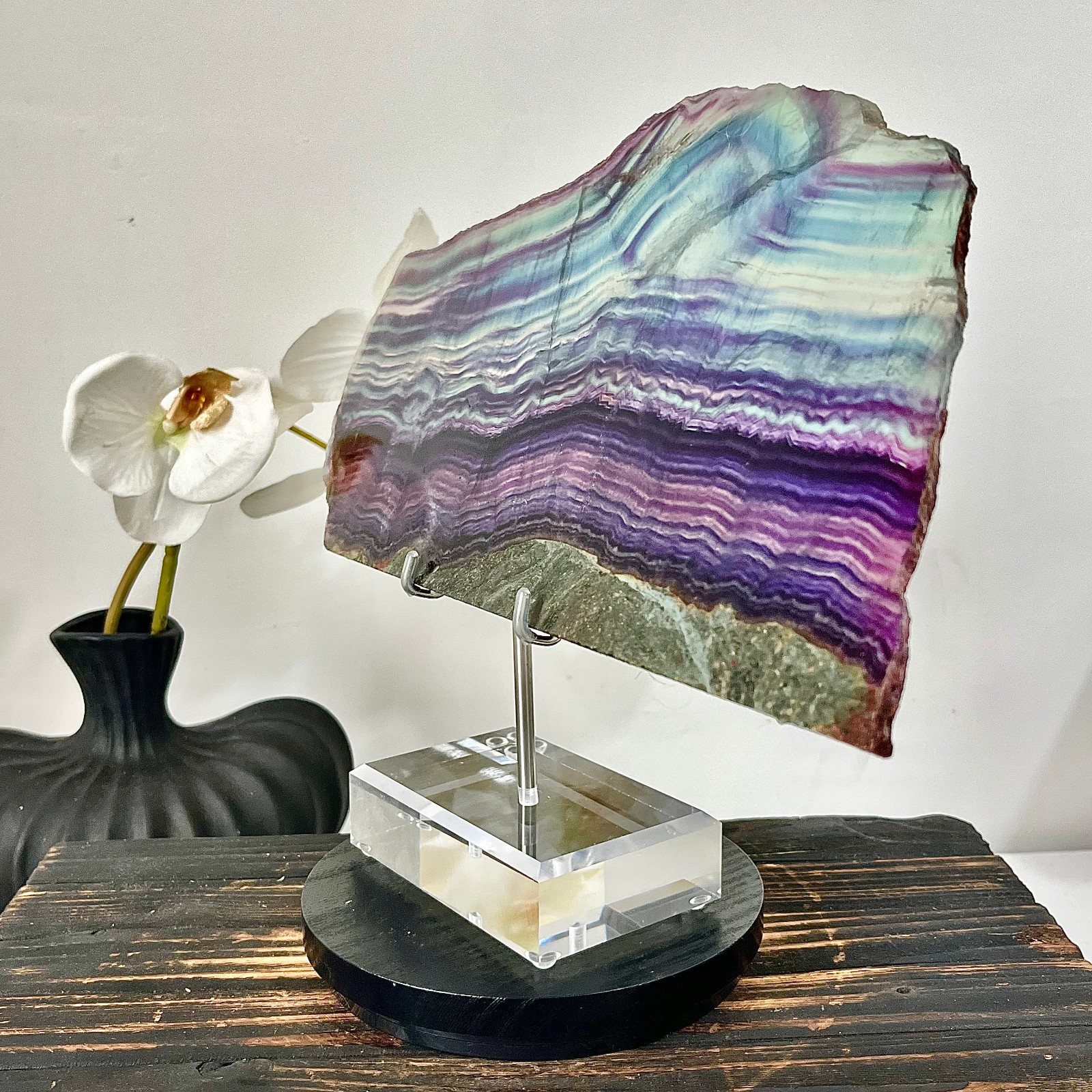 2.24LB Large natural fluorite, beautiful colored fluorite slices, crystal spirit