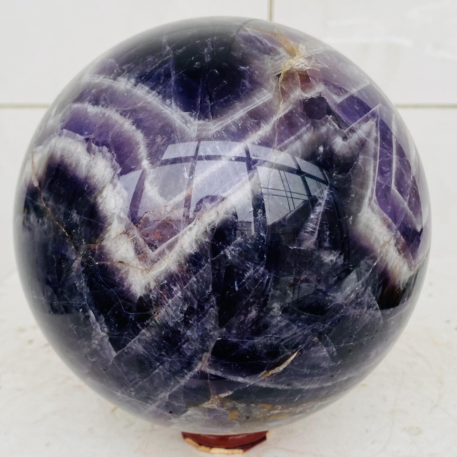 Natural Dream Amethyst Quartz Crystal Sphere Ball Healing 3220g