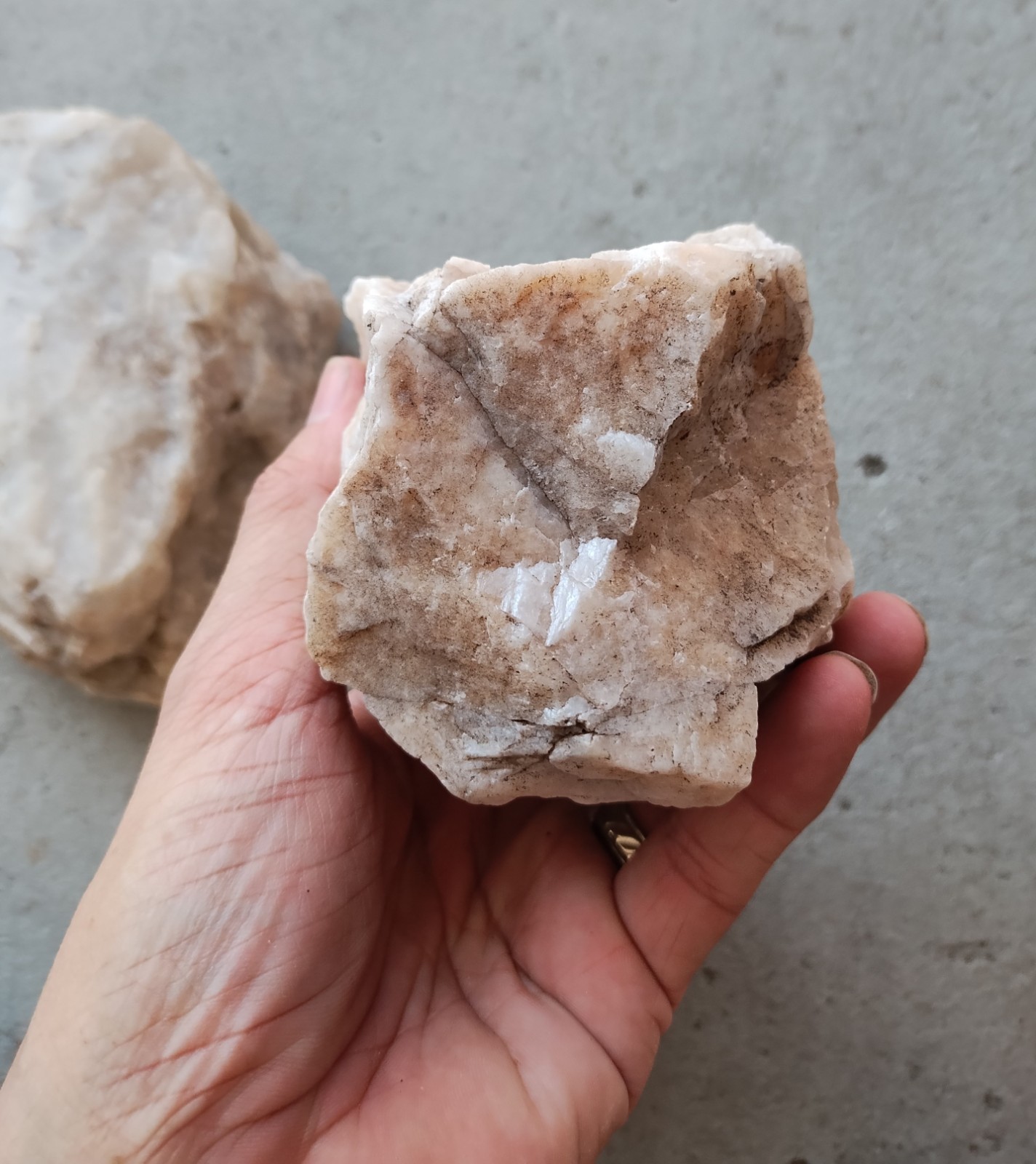 LARGE NATURAL ROUGH WHITE QUARTZ DISPLAY, GARDEN, ETC. PIECES, OVER 5LB LOT OF 3