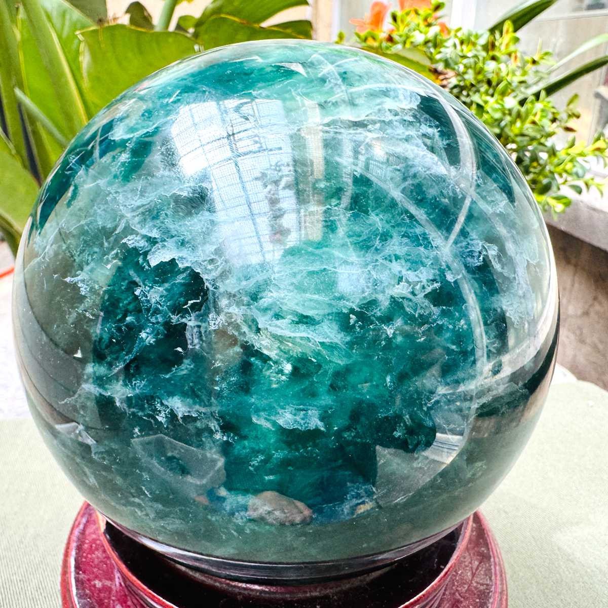 9.13LB Natural Green Fluorite Crystal Ball Sphere Polished Healing Decor Gift