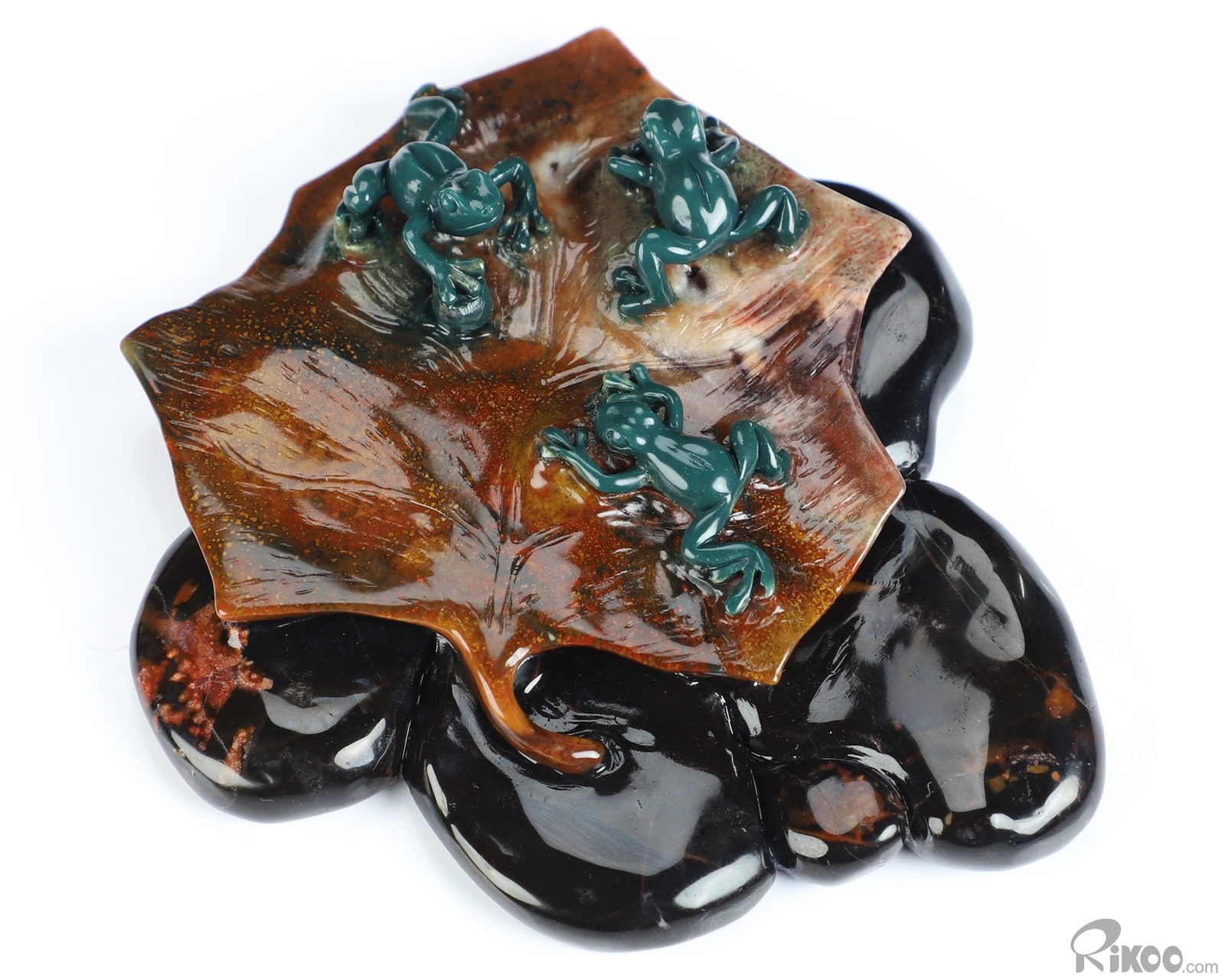 4.7″ Indian Agate Hand Carved Crystal Frogs Sculpture, Crystal Healing