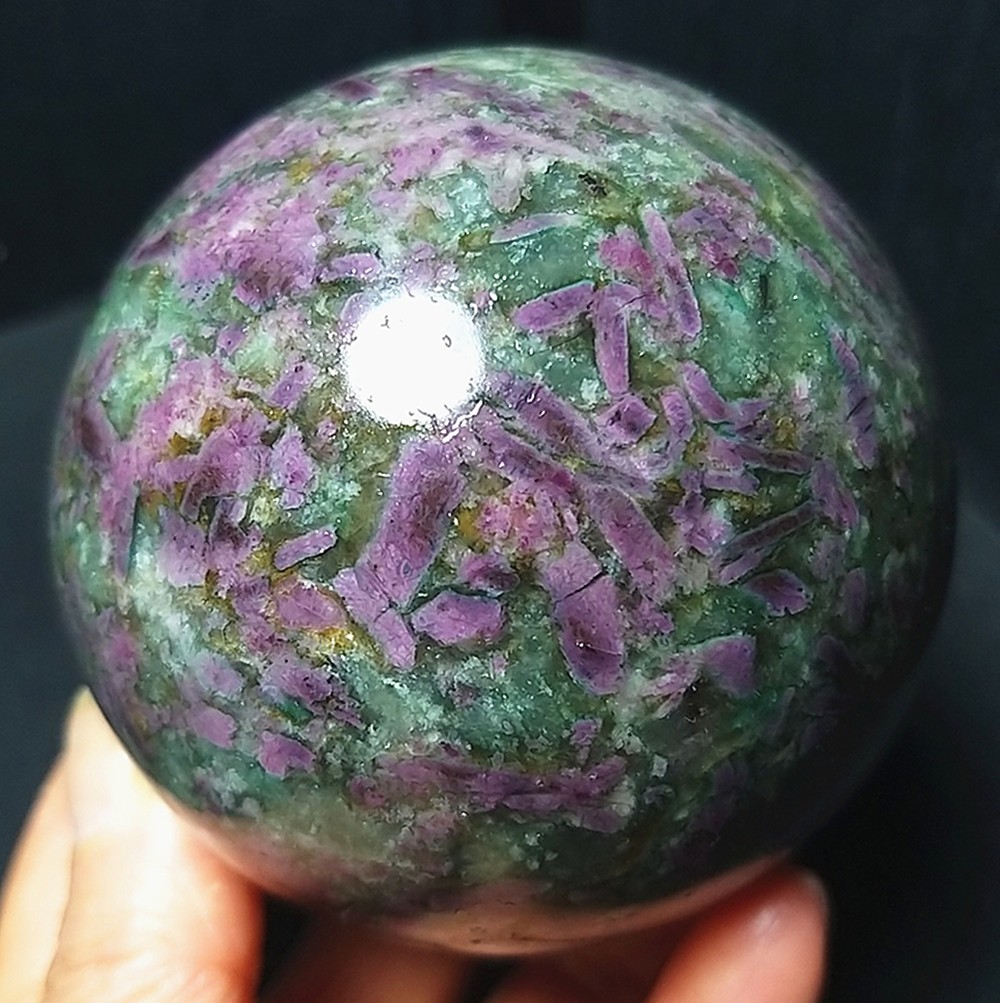 RARE 641.8G Natural Polished Grandmother Green Ruby Stone Ball Healing A578