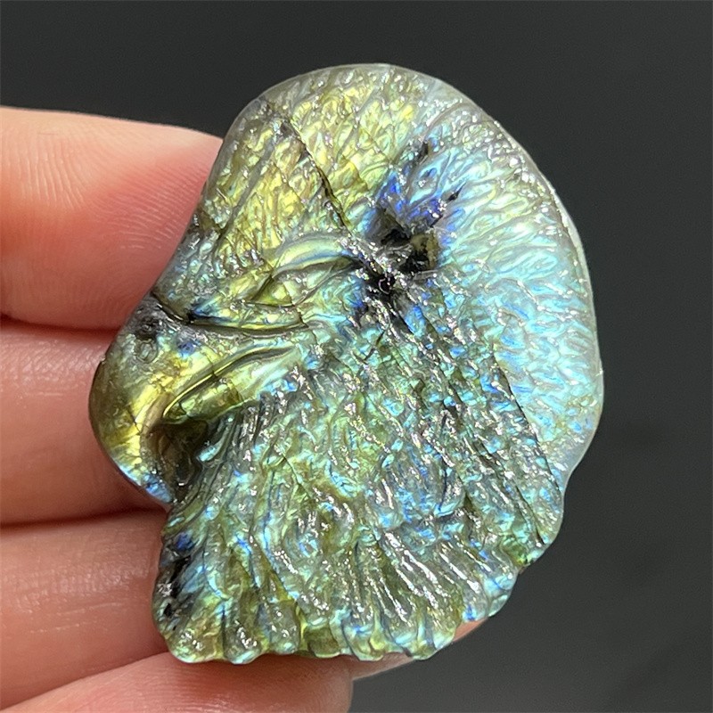 Top Natural colorful labradorite eagle skull quartz crystal skull Random 1pc
