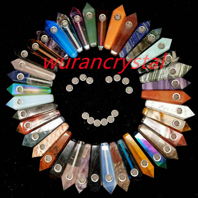 Natural Quartz Crystal Smoking Pipe Obelisk Point Rock Wand Reiki Healing Stone