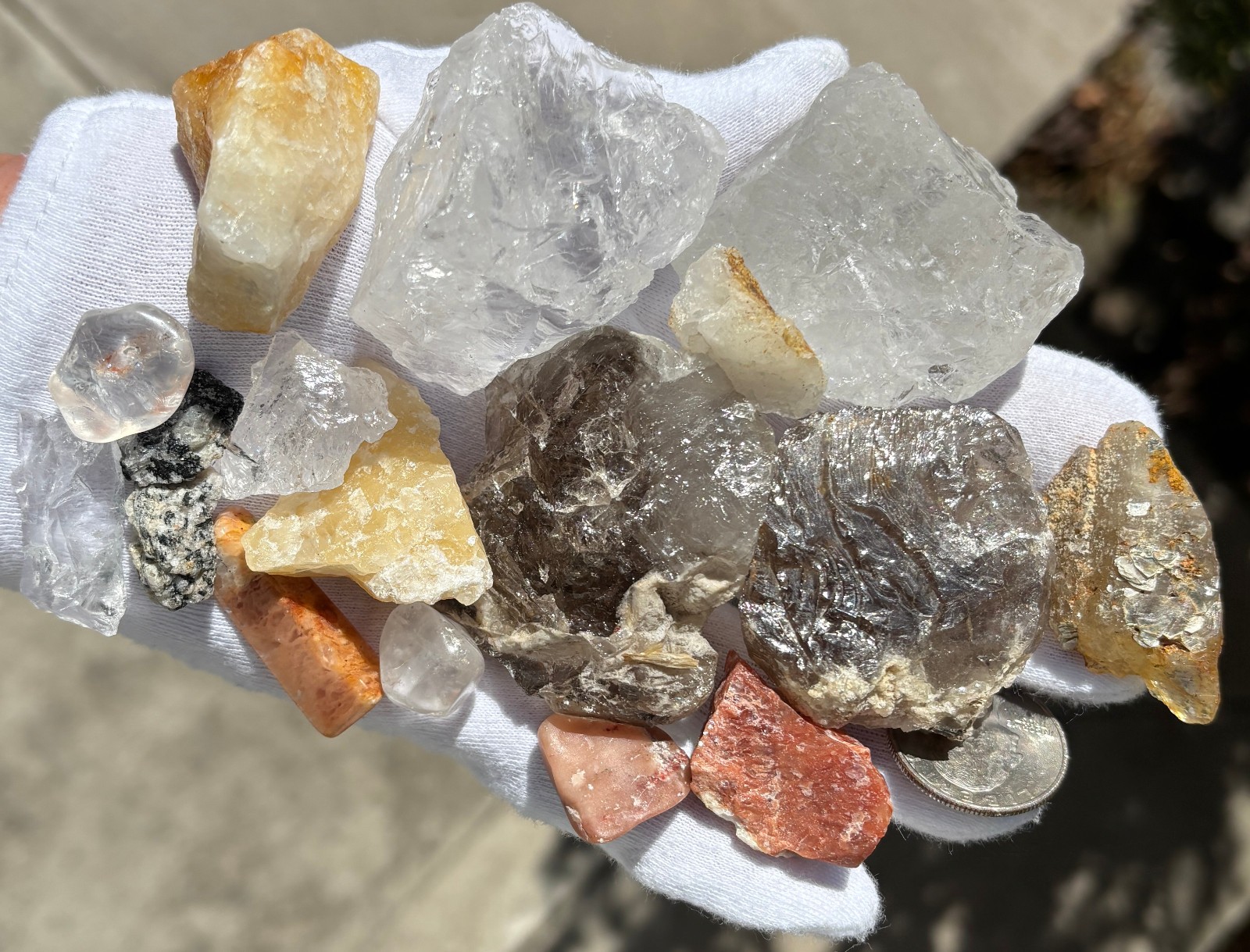 RARE 361g LOT SATYALOKA AZEZTULITE QUARTZ LOT: CLEAR/AURA/GOLDEN/ROSE/YELLOW ++