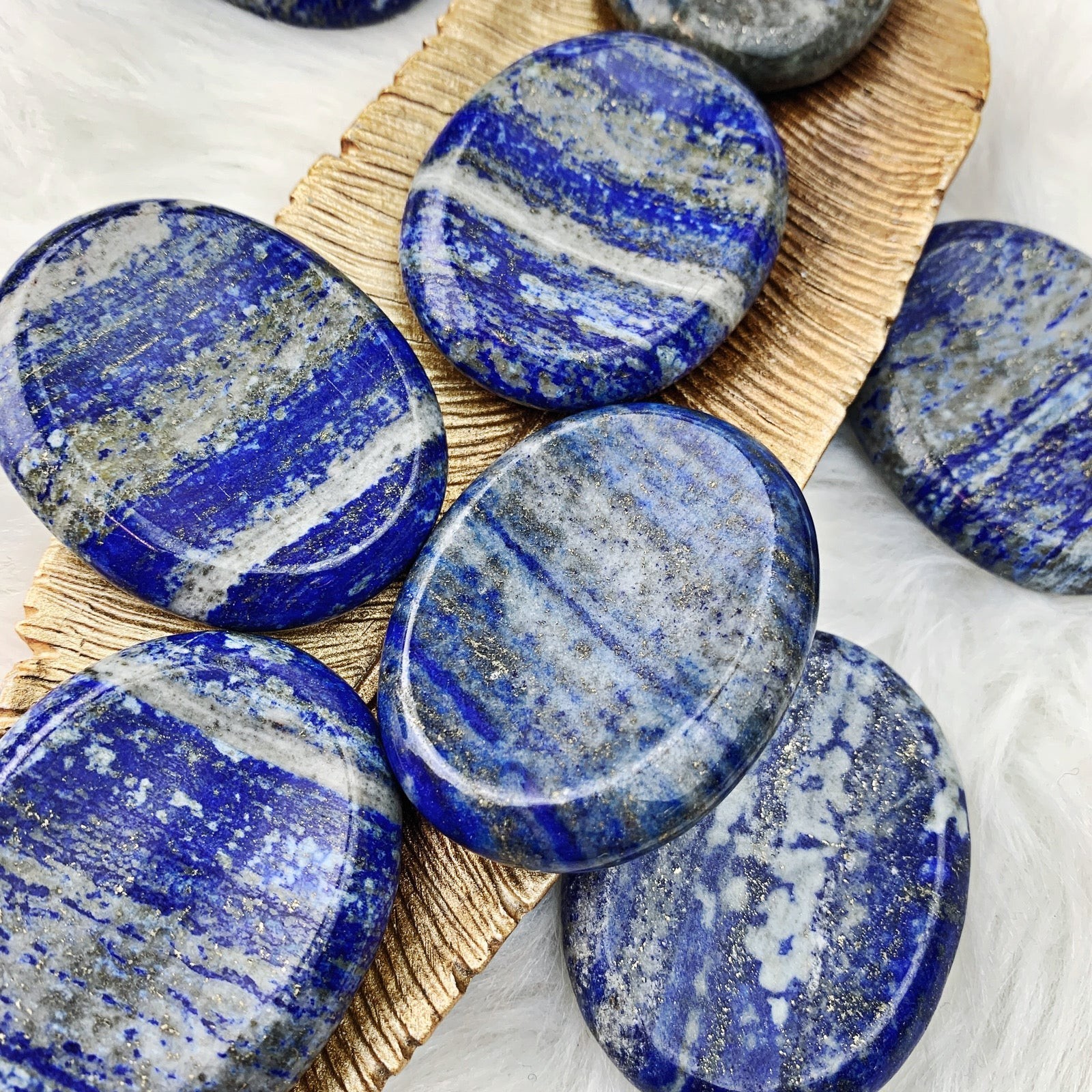 3pcs Lapis Lazuli Worry Stone Healing Palm Stone Energy Mineral Specimens Decor