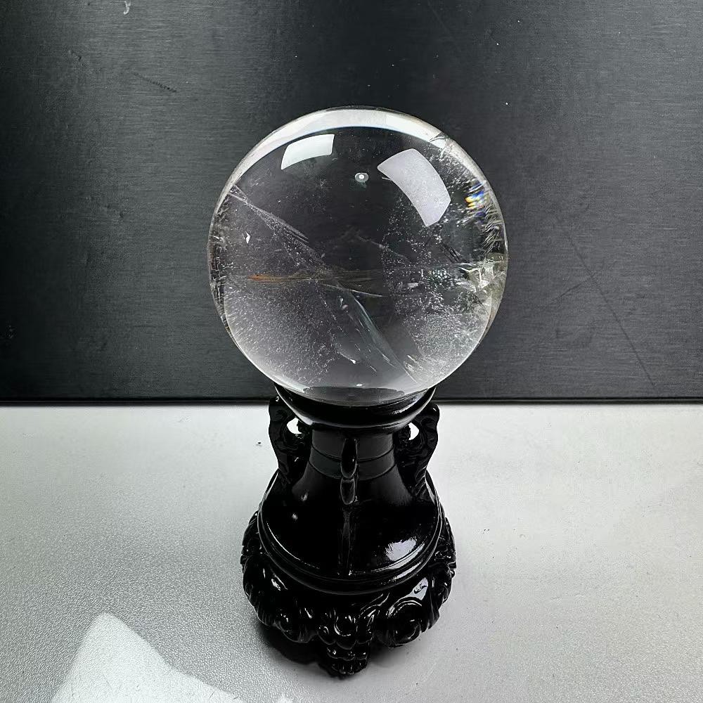 360g Natural Rainbow White Quartz Sphere Energy Crystal Ball Reiki healing Decor