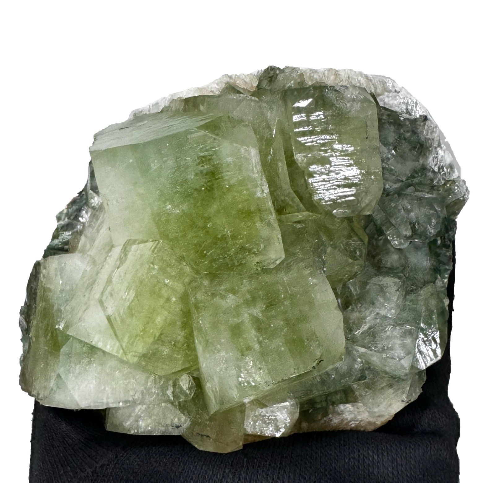Beautiful Green Apophyllite With Stilbite Rocks, Crystals And Mineral Specimens