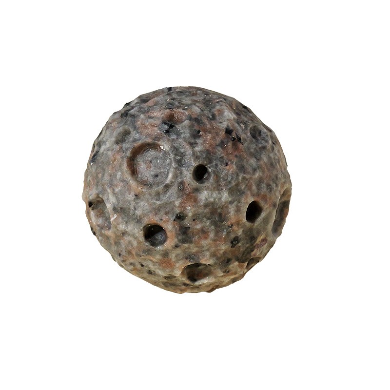 Natural Flame Stone Crystal Moon Sculpture Meteorite Crater Carved Home Decor