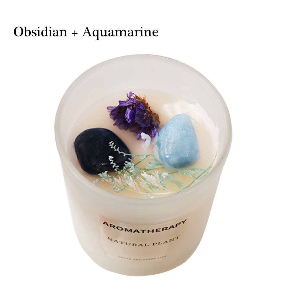 Natural Quartz Crystal Stone Aromatherapy Candle Soy Wax Smokeless Candles Gifts