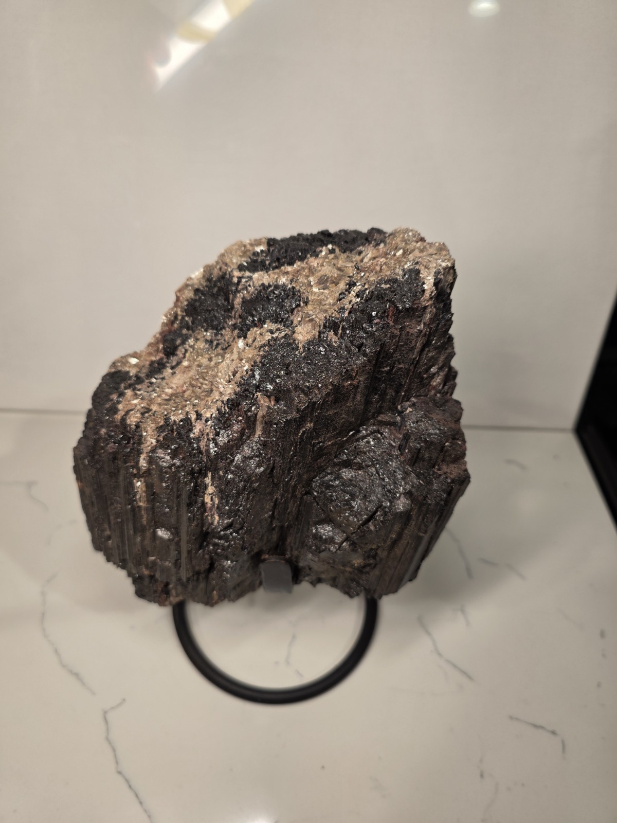 7LB 7″ Natural Black Tourmaline Cluster Mineral Specimen Healing WITH STAND