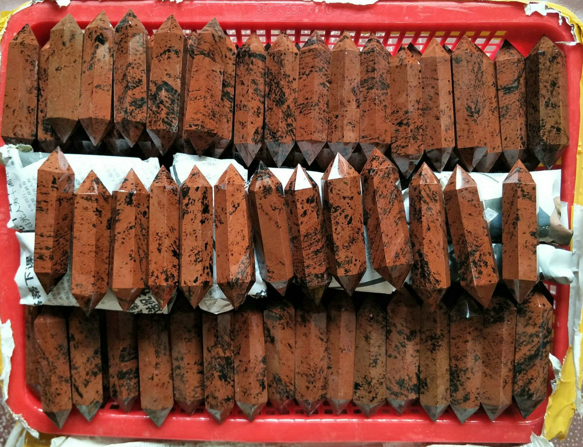 10 Pieces Natural Mahogany Obsidian Crystal Double Points Wands Healing