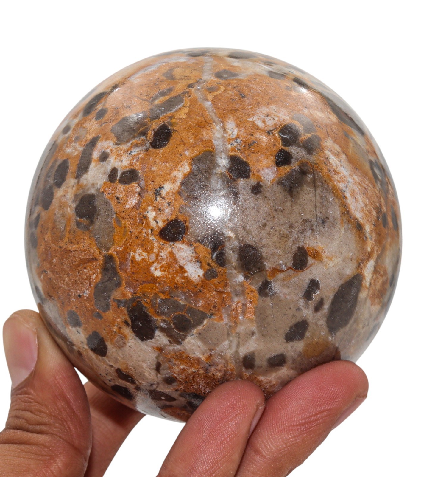 Natural 80MM Yellow Cobra Jasper Stone Crystal Healing Energy Reiki Chakra Ball