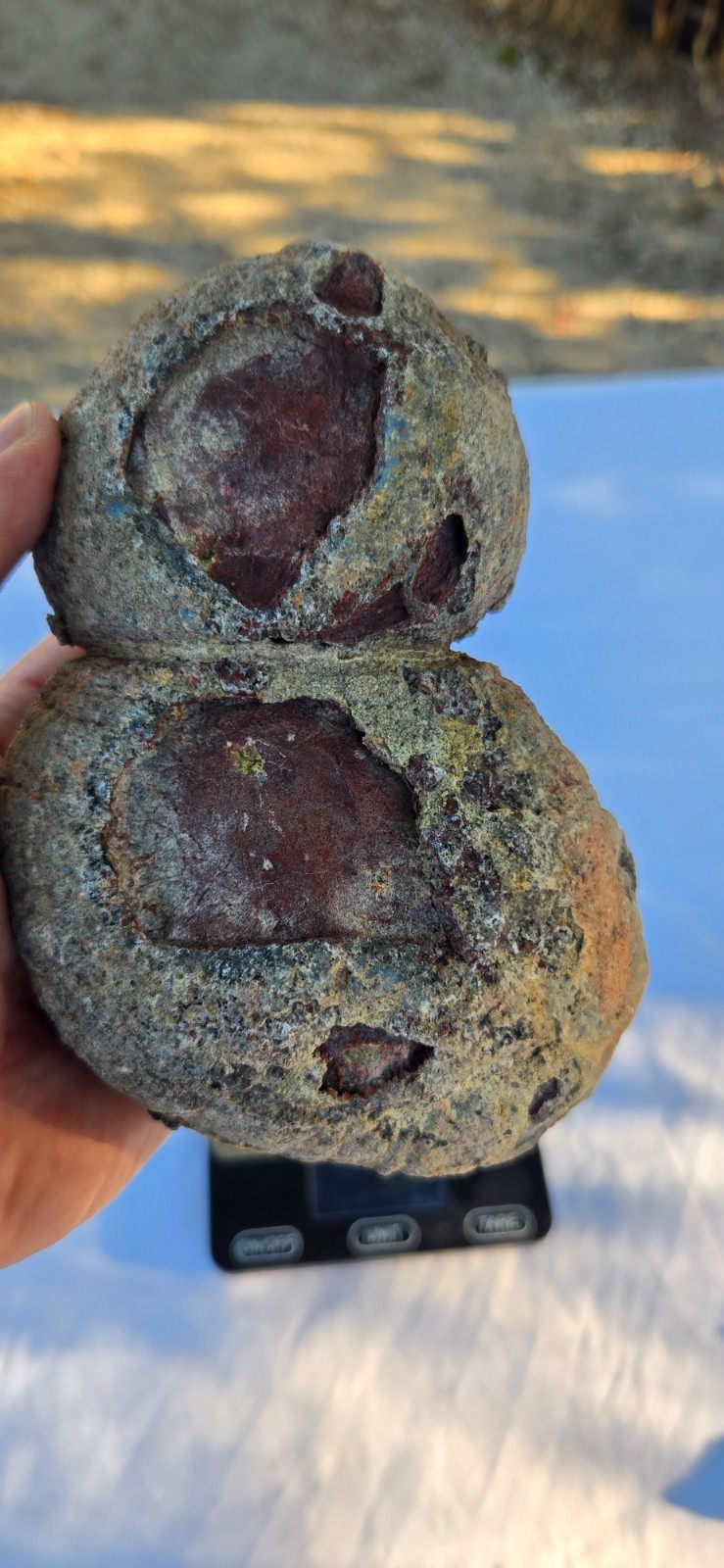 Old Las Choyas Double Geode 2 Chambers 1 Stone Uncut Unbroken 5.5″ Long 3Lb 14Oz