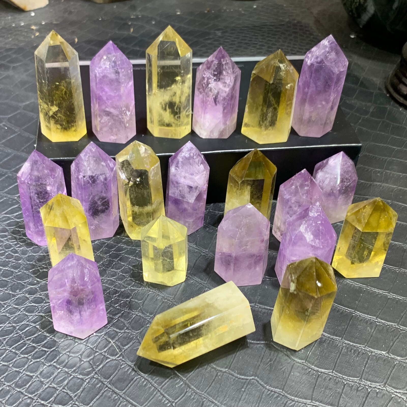 20pcs Natural amethyst citrine quartz obelisk crystal wand point healing random