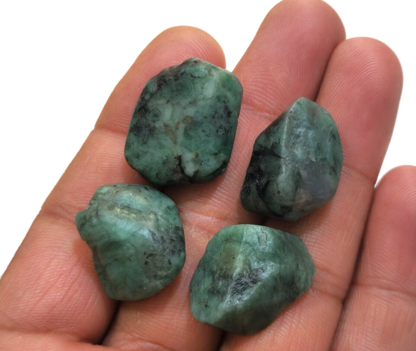4 Pcs Lot Unique Fine Brazilian Emerald Raw 124 Crt Size 21-24 MM Loose Gemstone