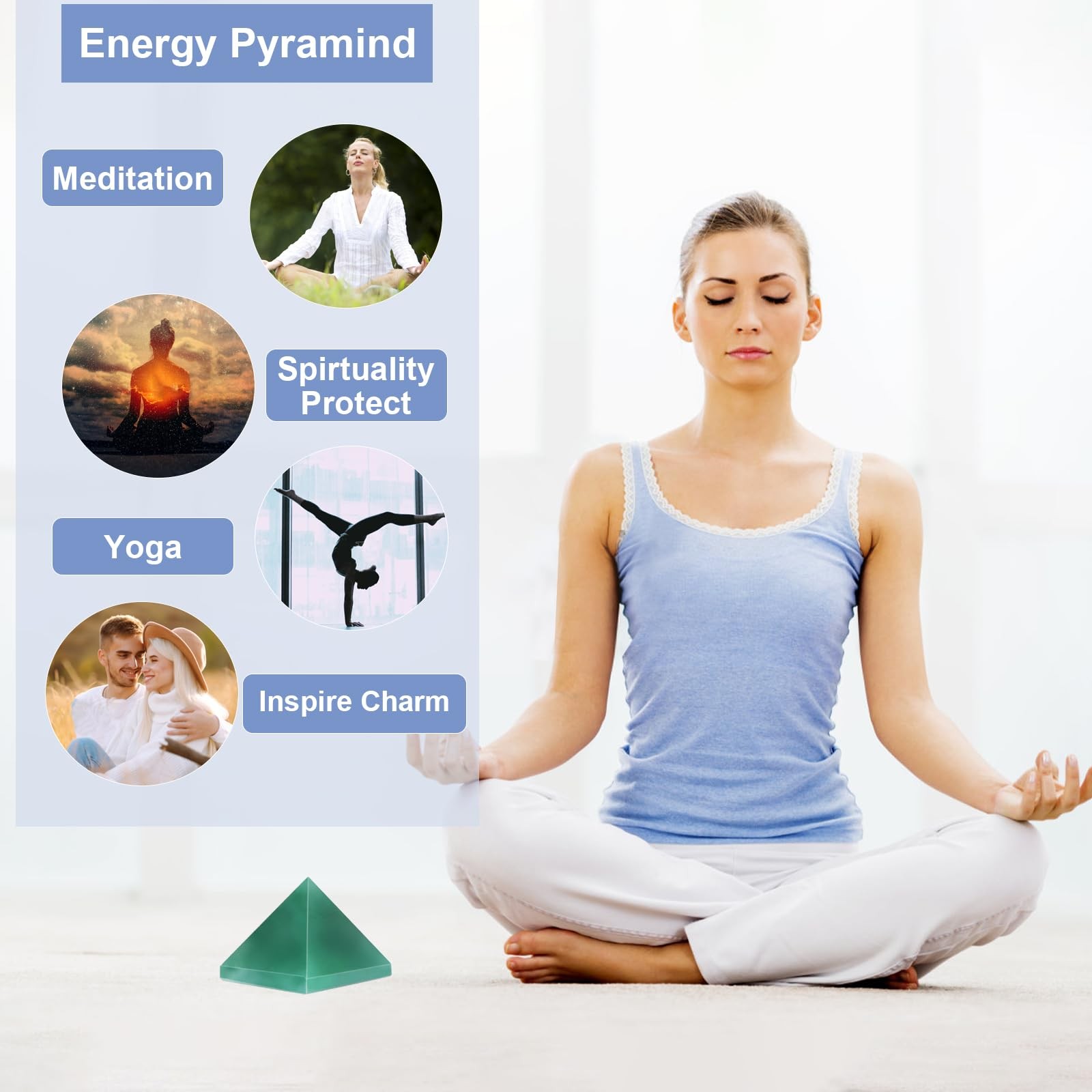 Natural Green Aventurine Healing Crystal Pyramid Sculpture – Sacred Geometry …