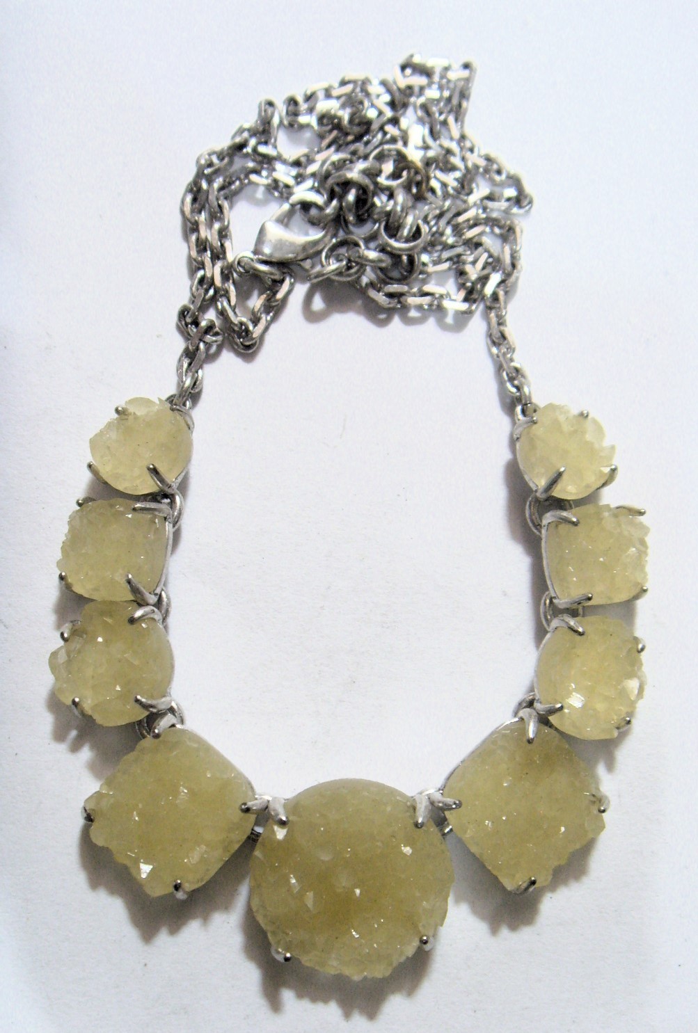 vintage honey Drusy quartz gems prong set necklace crystal healing EL1130