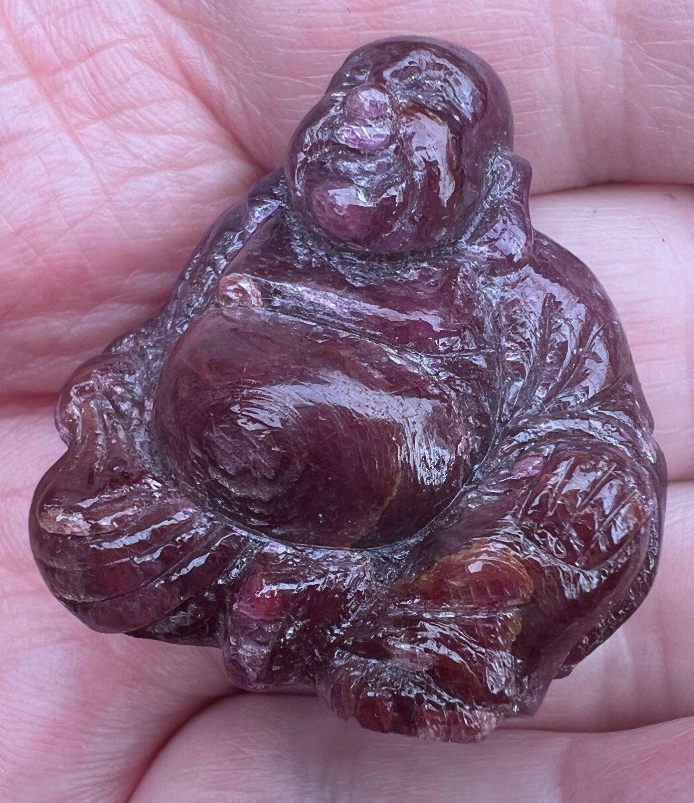 TOTALLY NATURAL REAL RUBY GEMSTONE BUDDHA STATUE CARVING UNHEATED 230 CT.