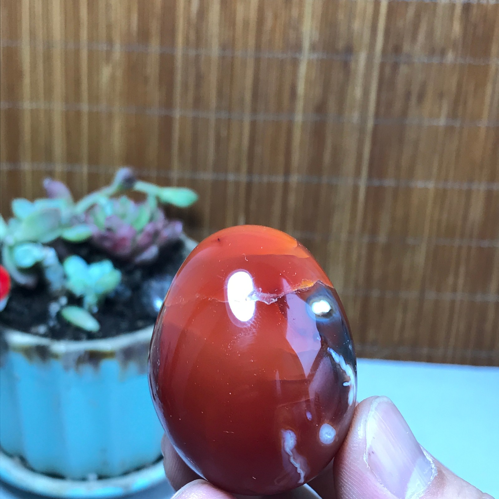 45-35-35mm Rare NATURAL red agate Hand polishing “egg” Crystal specimen A3929