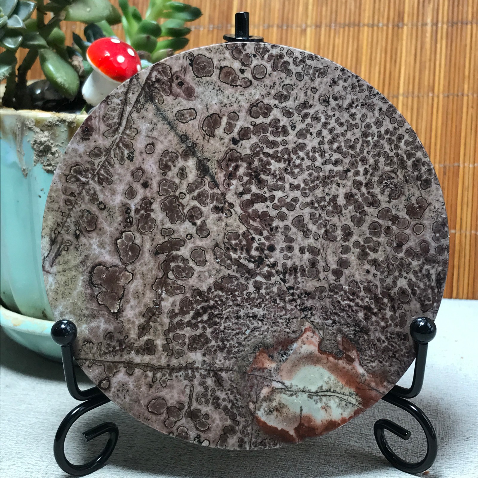 94mm Natural Chinese painting stone crystal ornaments for home decoration A6488
