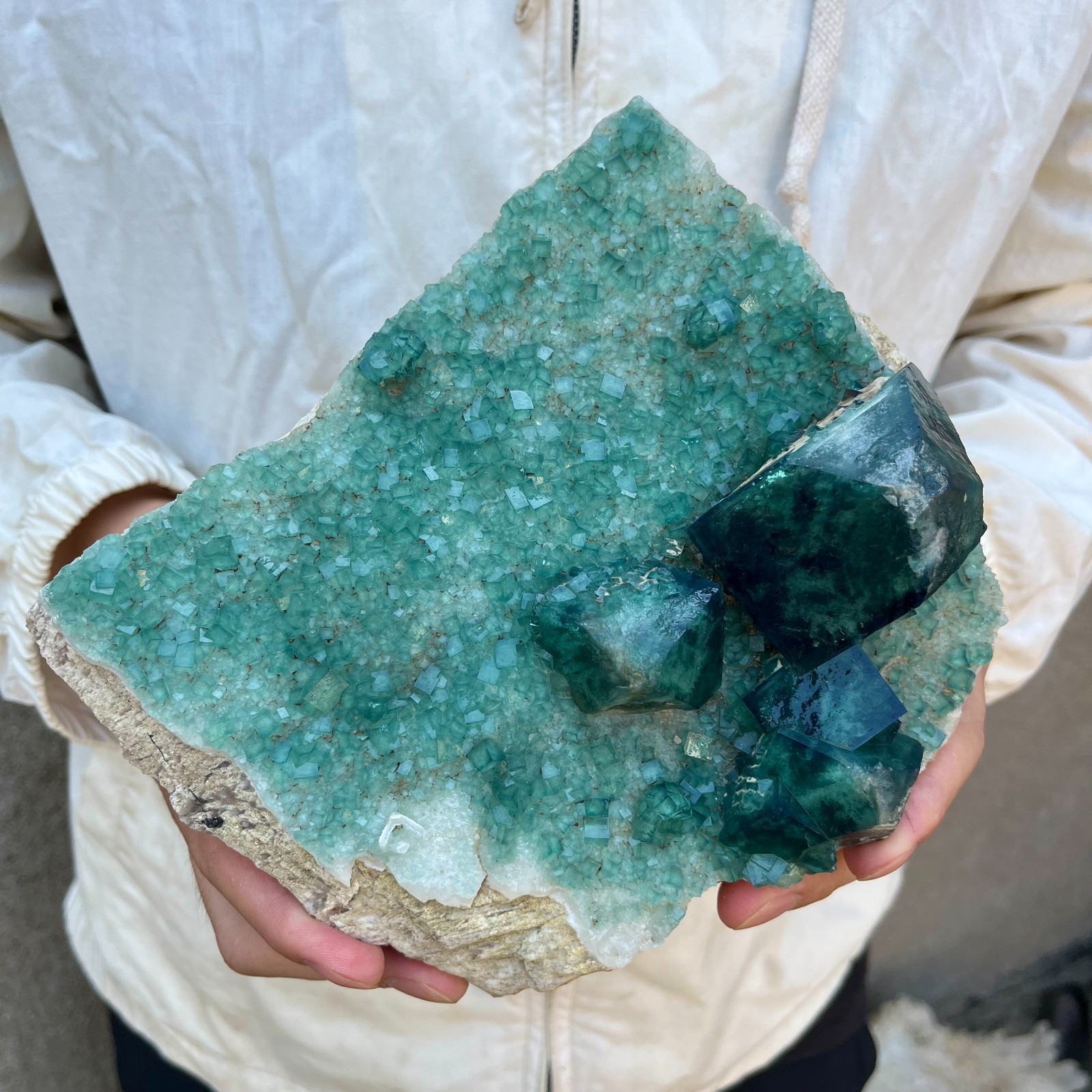 5.5LB Natural cubic green fluorite crystal cluster rough mineral specimen