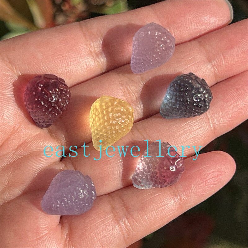 5PCS Natural Fluorite Mini Strawberry Skull Quartz Crystal Reiki Healing Gem