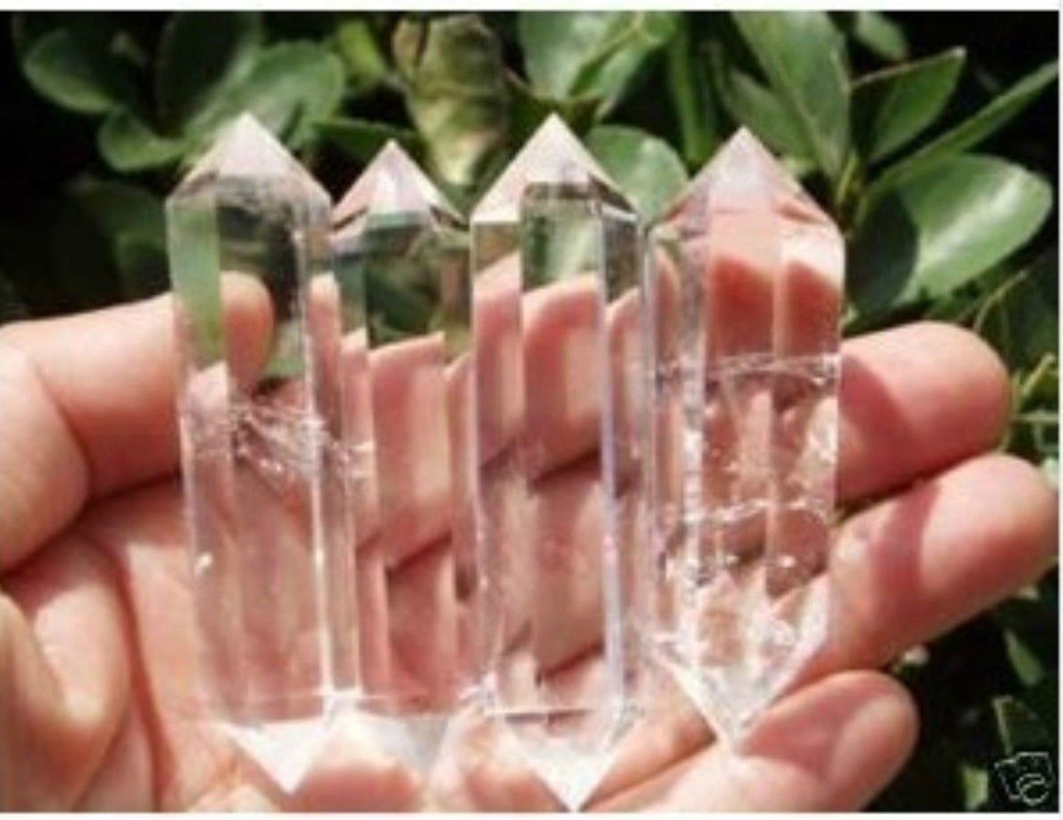 Beautiful 80-90MM 4pcs NATURAL Clear Quartz Double Terminated Crystal point