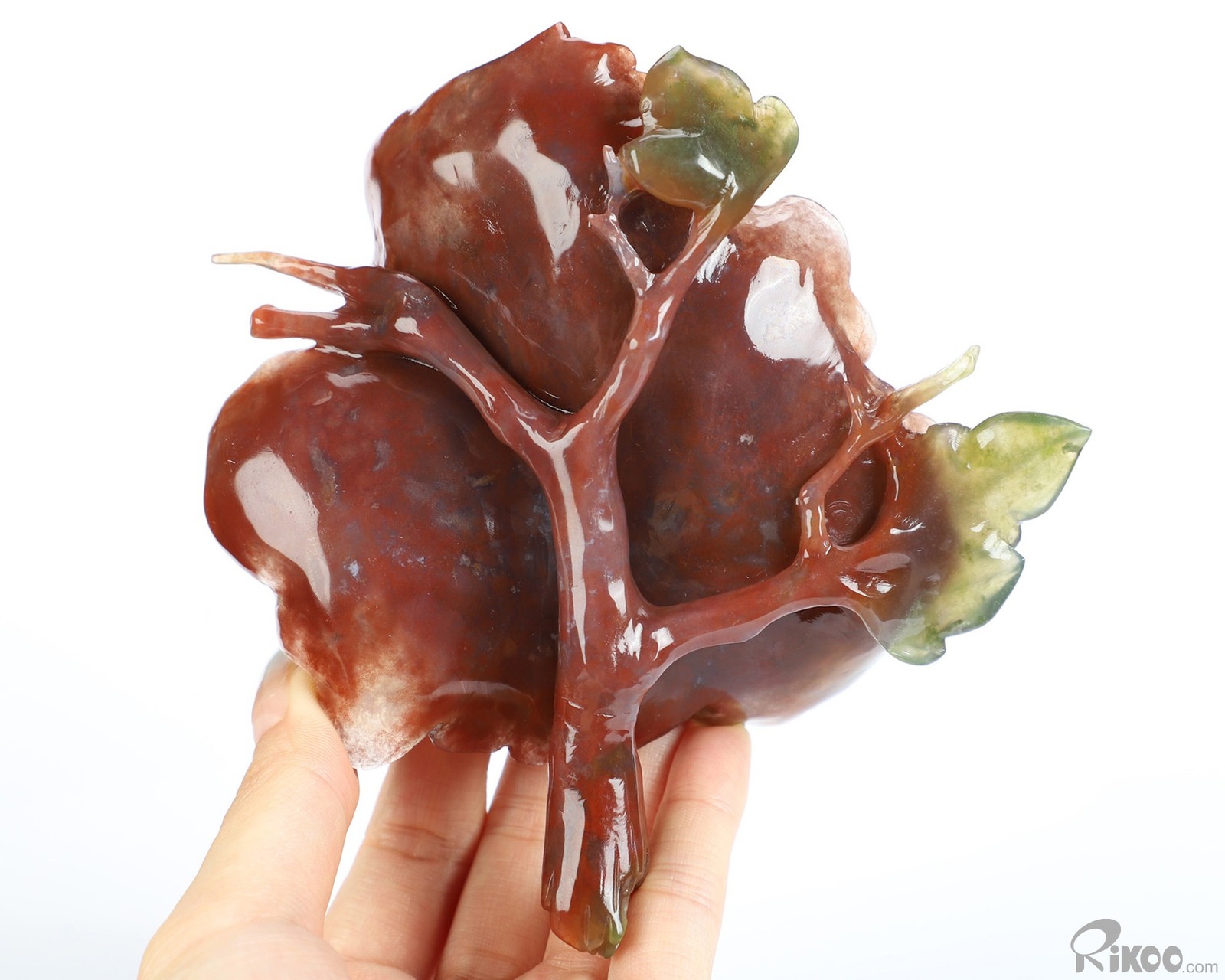 4.7″ Indian Agate Hand Carved Crystal Flower Sculpture, Crystal Healing