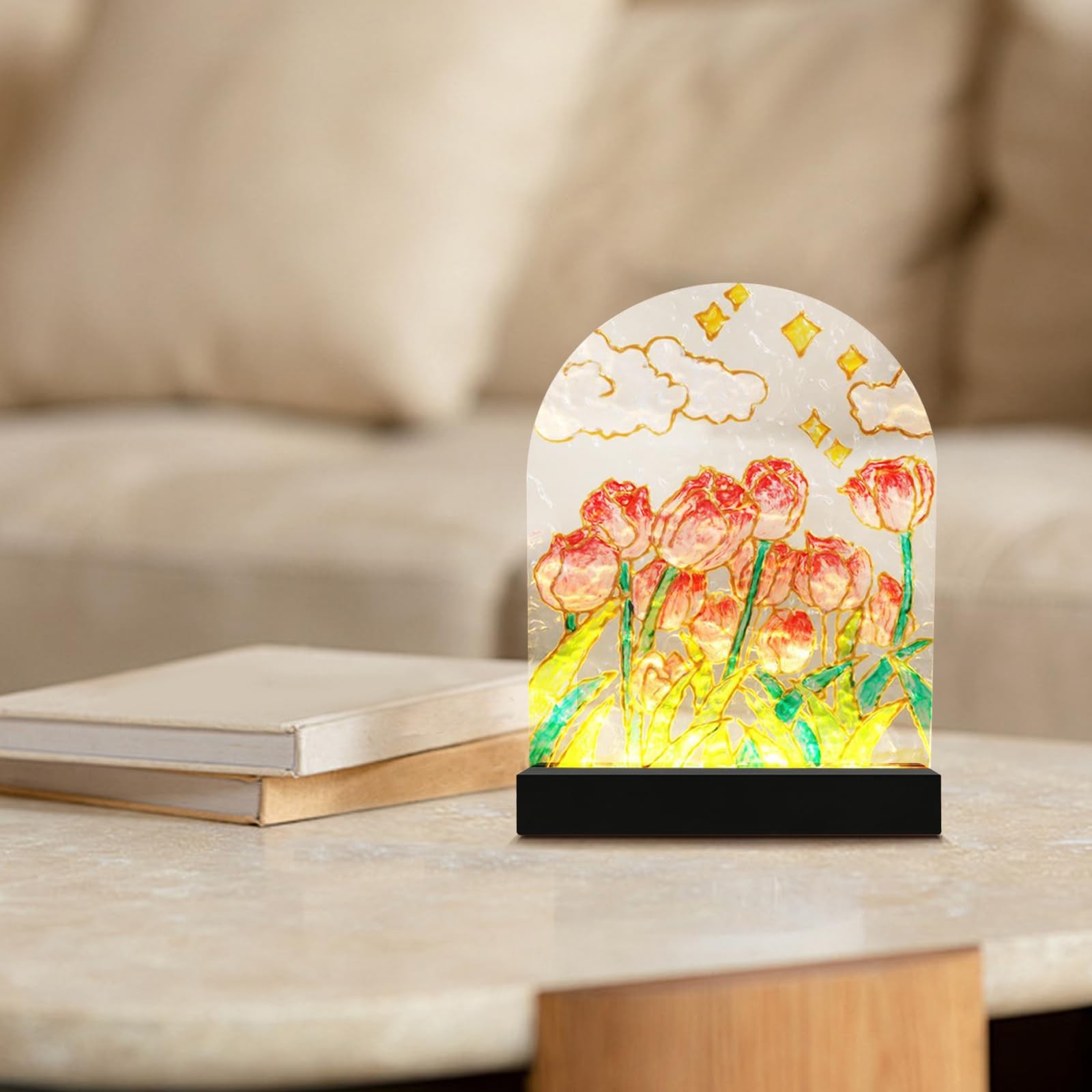 4.33″ Rectangle Wooden Lights Display Base, Black Wooden Rectangle Light Base…