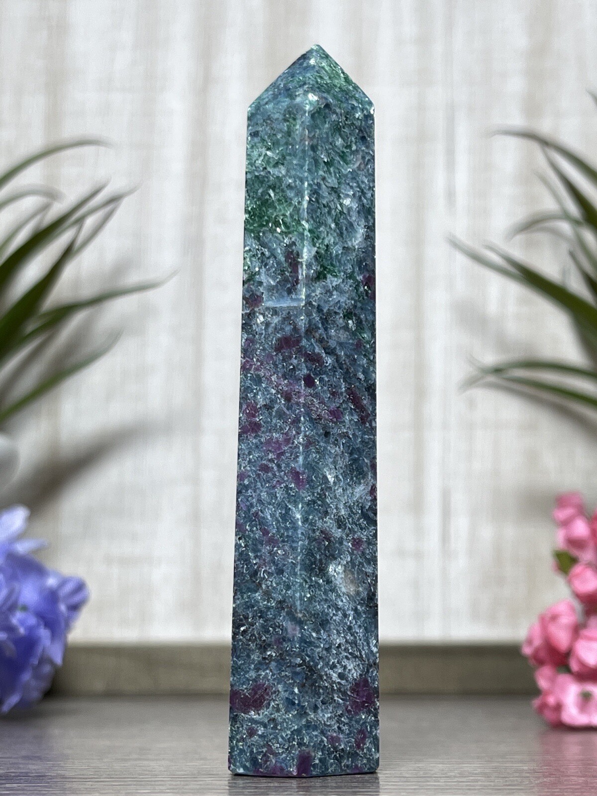 RUBY KYANITE TOWER 💙 Mineral Point UV Blue Pink Chakra Crystal Witch Fuchsite