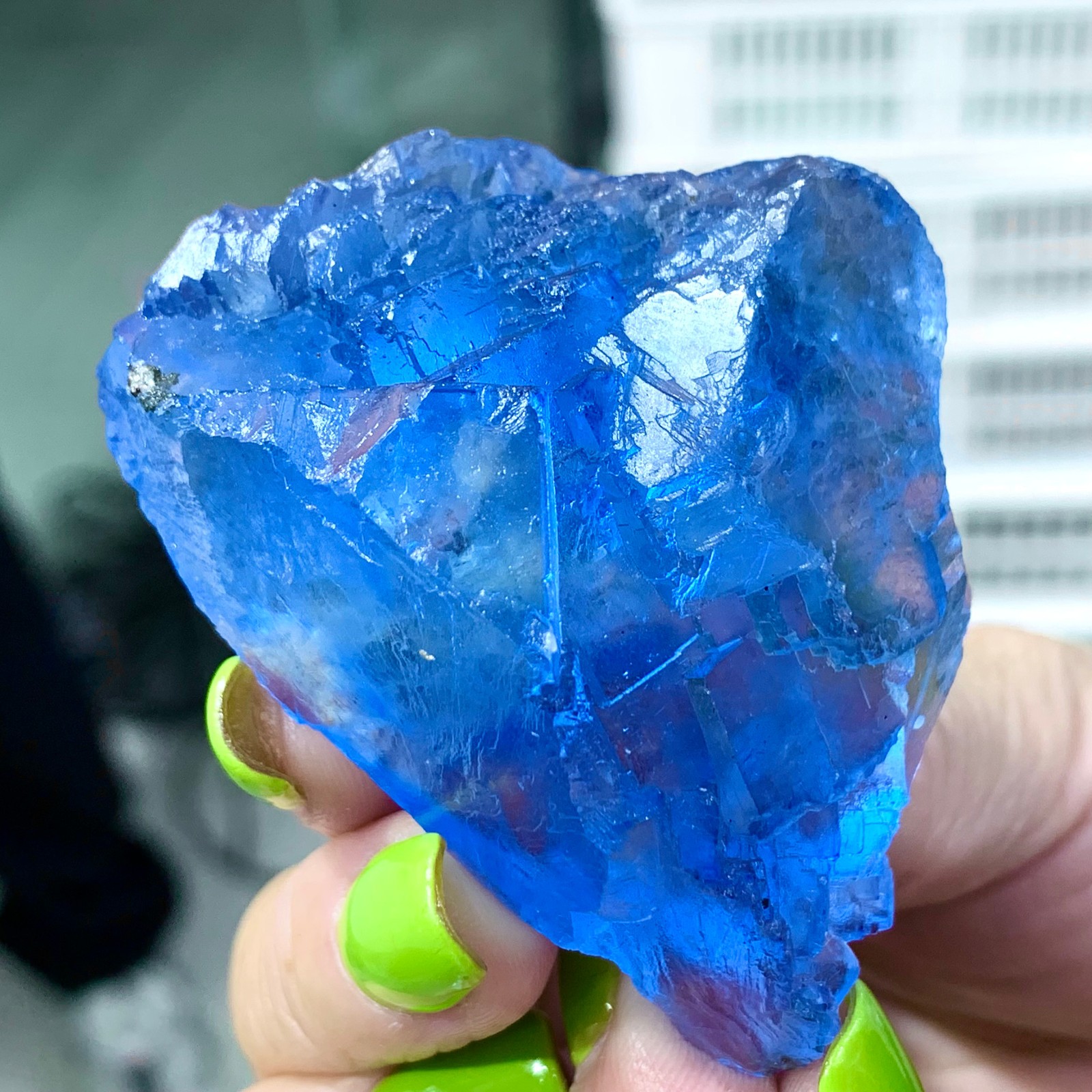 98G Rare transparent blue fluorite cubic mineral crystal sample/China