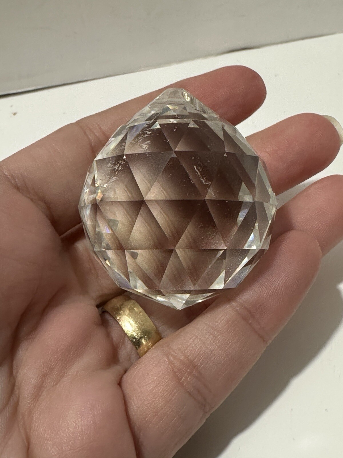 Hanging CRYSTAL BALL Clear Faceted Sphere Sun Catcher Rainbow Prism Ornament