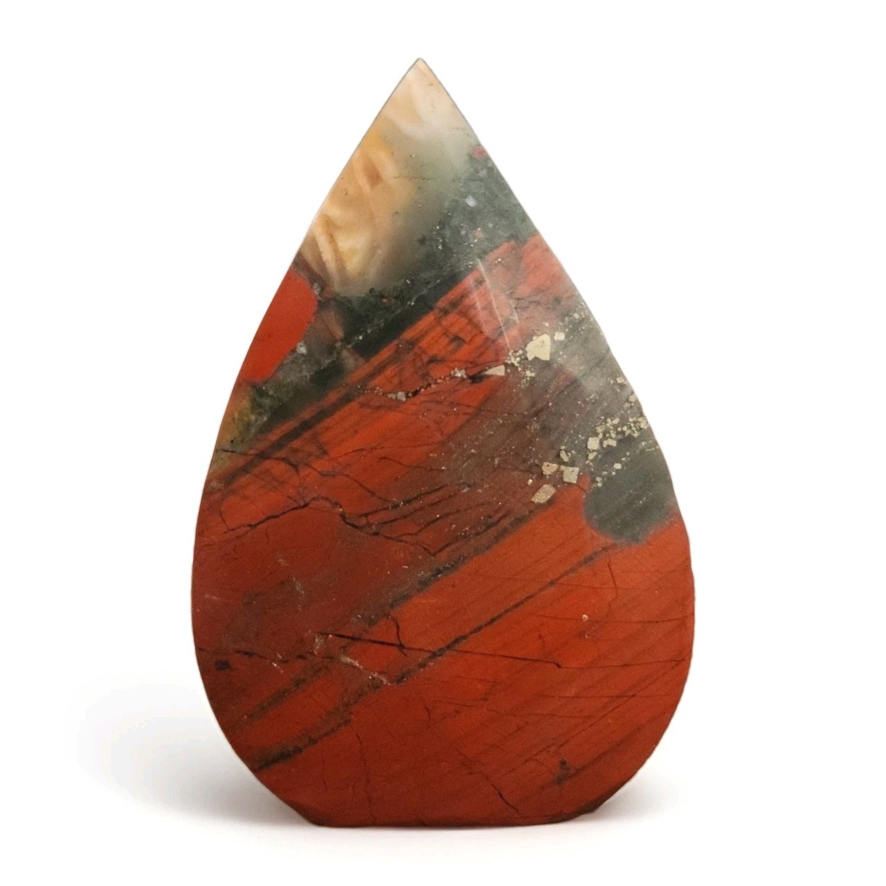 Natural Polished African Bloodstone Teardrop Freeform Ornament 146g – USA