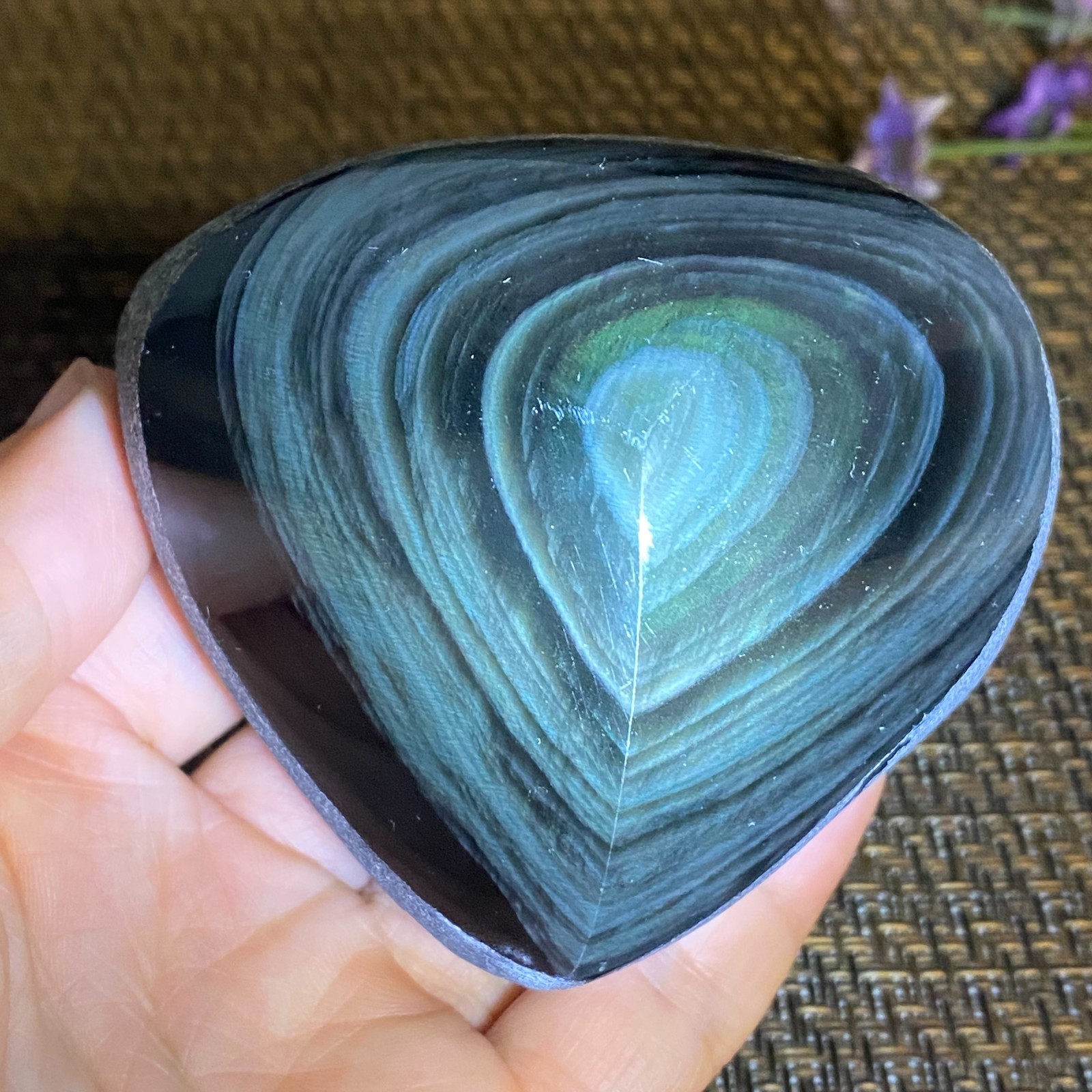 293g Rainbow Natural Obsidian Cat Eyes Quartz Crystal rough Healing