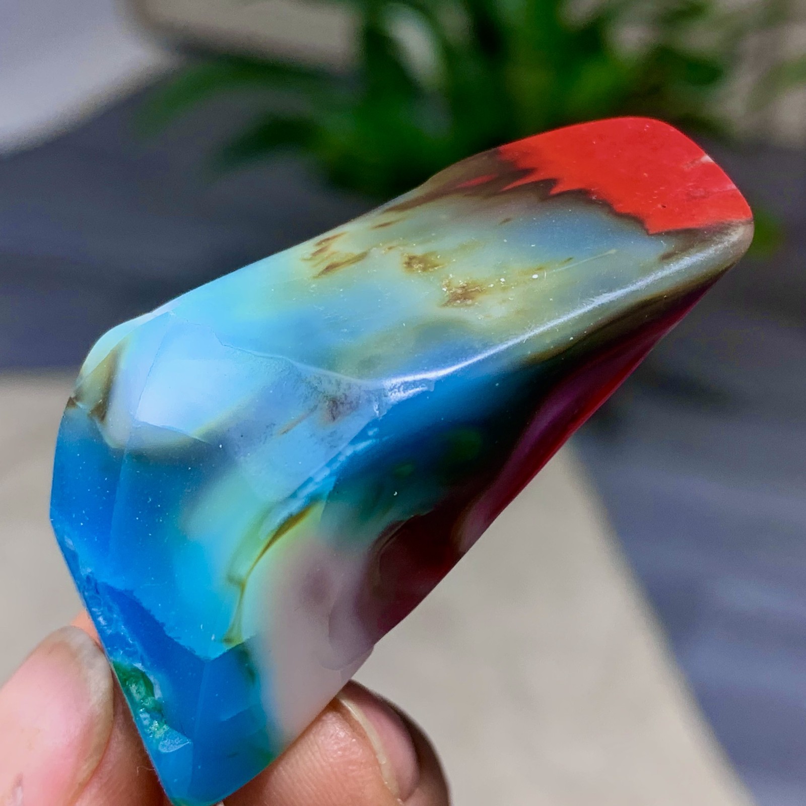 27G Natural NanHong Agate block multicolored Pattern Cabochon mineral Crystal