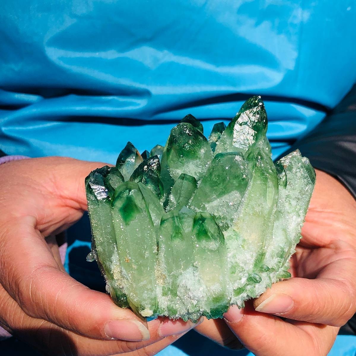 3 piece Lab-Grown Green Crystal Clusters Healing Energy Home Decor 2.53LB