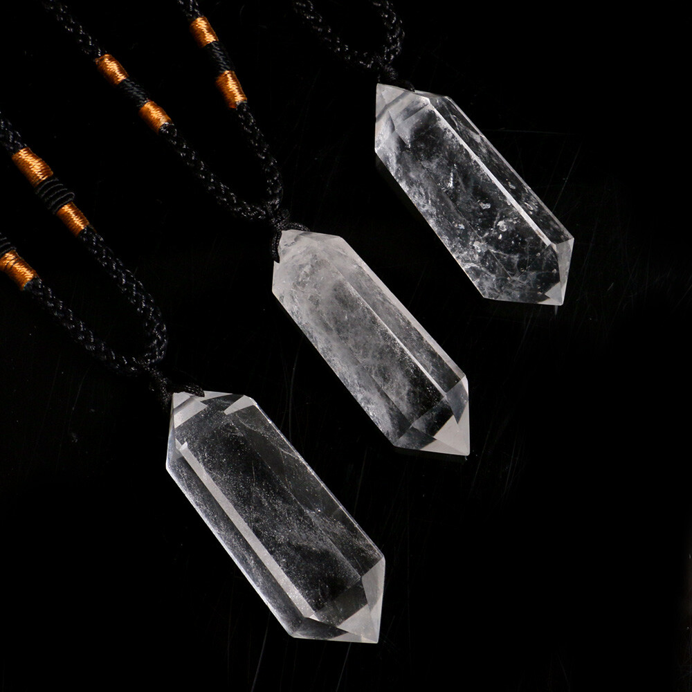 Natural Clear Quartz Crystal Pendulum Pendant Necklace Chakra Gemstone Healing