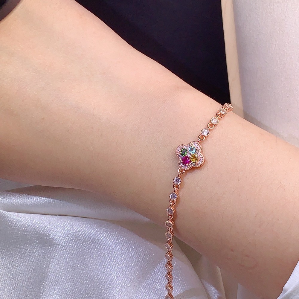 Natural tourmaline bracelet Gemstone jewelry S925 Silver Plated 18K Gold Gift