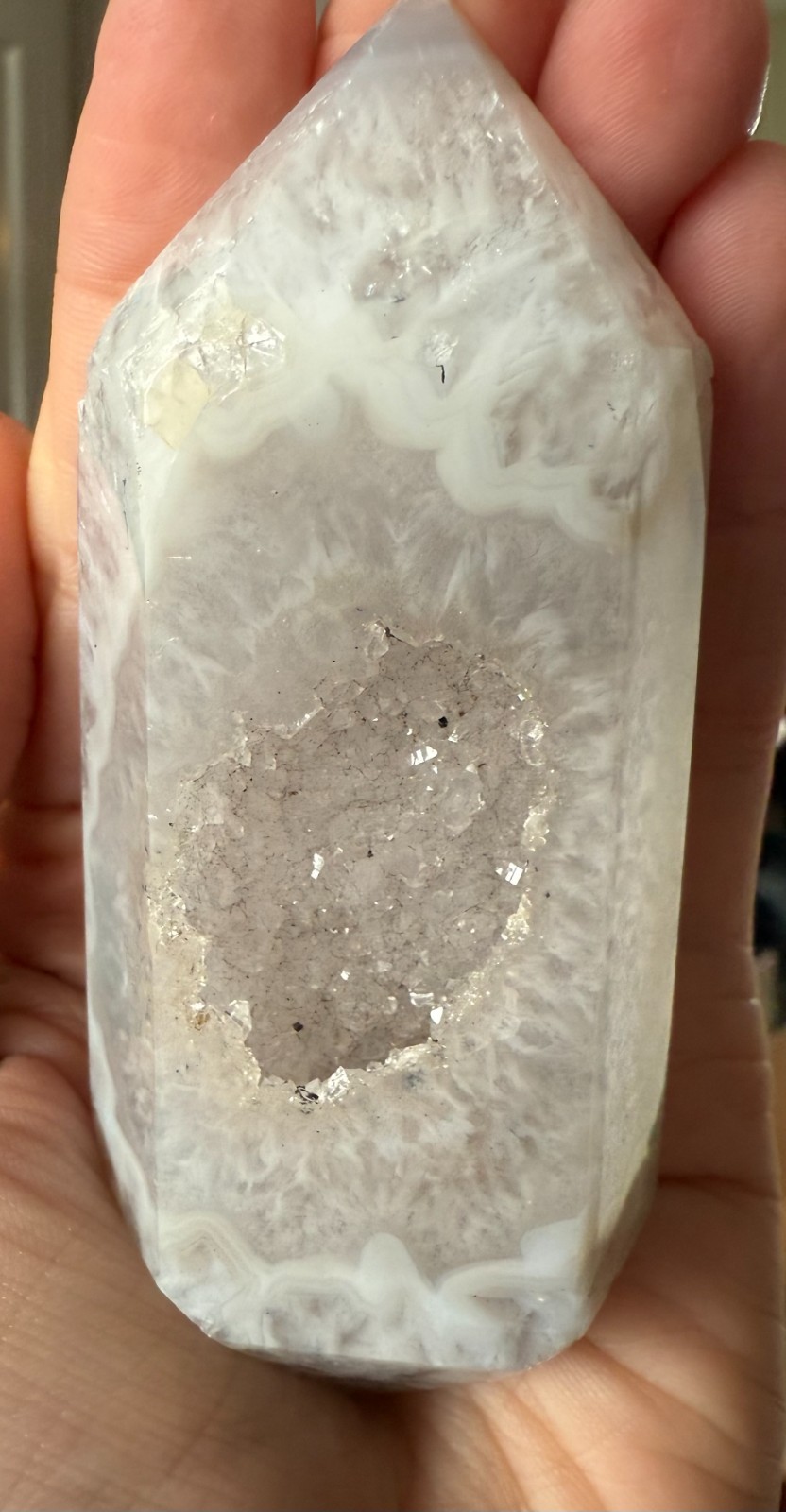 175 gram 4 inch Druzy Agate Double Terminated Point. Crystal Healing. Brazil