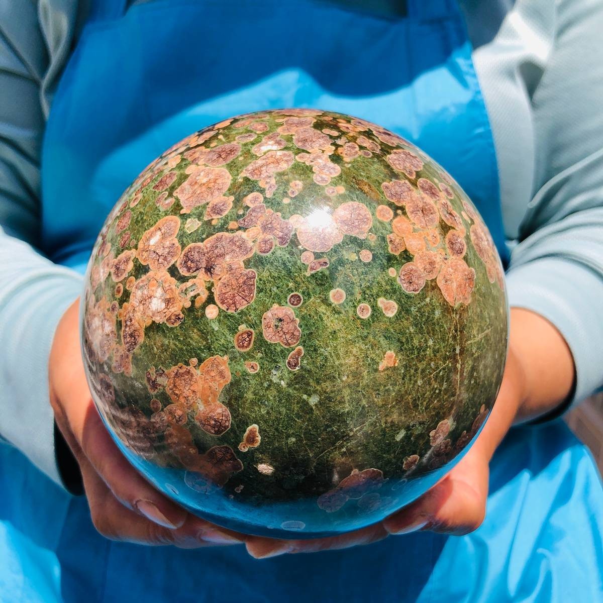 5.12LB Natural Cherry Blossom Agate Crystal Sphere Floral Healing Gem Stone 4844