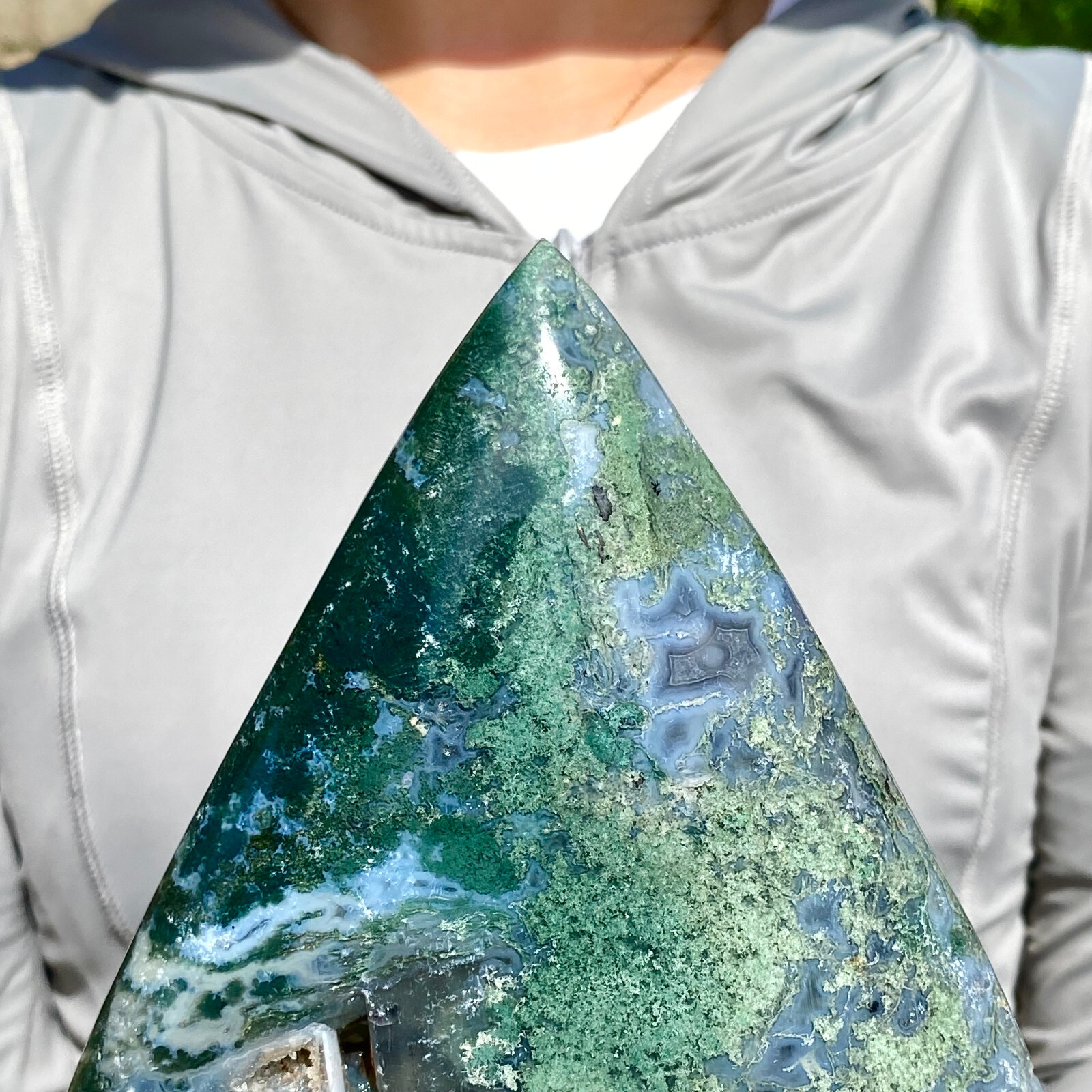 4.8LB Natural green moss agate drops quartz crystal obelisk aura healing